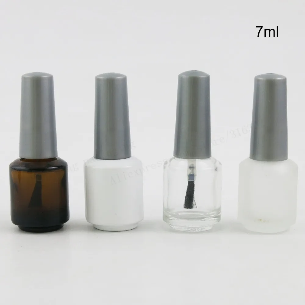 Frasco de esmalte de unha de vidro vazio, frasco pequeno amb de vidro para esmalte de unha com tampa de escova, 50x7ml