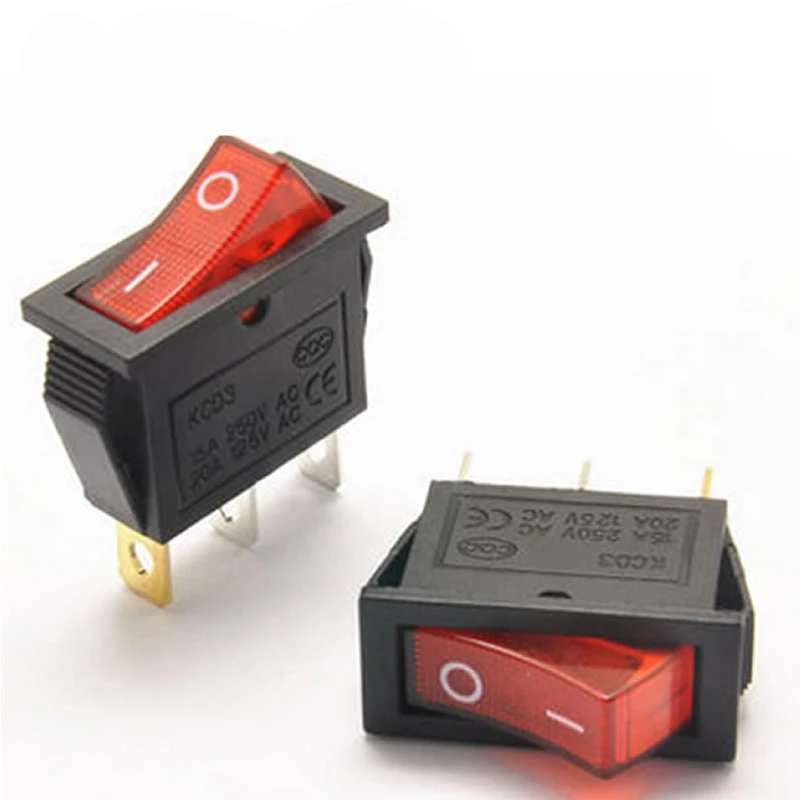 4 stks/partij Mini Boot Rocker Switch AC 250 V 16A/AC 125 V 20A 3 Pin ON/ON SPST Snap in met RODE LED Licht 13mm * 30mm