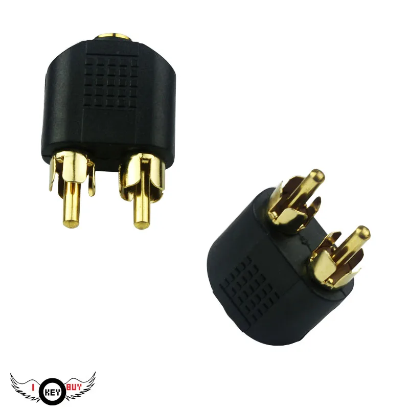 1Pcs/Lot High Quality 3.5 Female To Double Lotus Male One Sub-Two 3.5mm Female -2RCA Male Audio Adapter I Key Buy