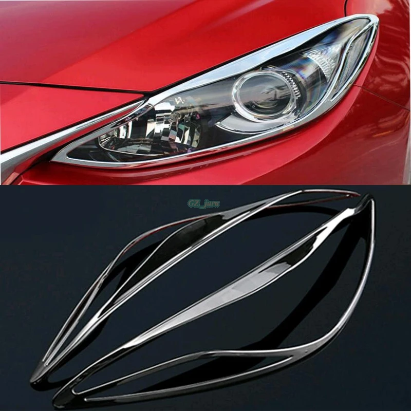 

Accessories Chromed Front Head Light Lamp Headlight Cover Trim 2pcs For Mazda 3 AXELA M3 2014 2015