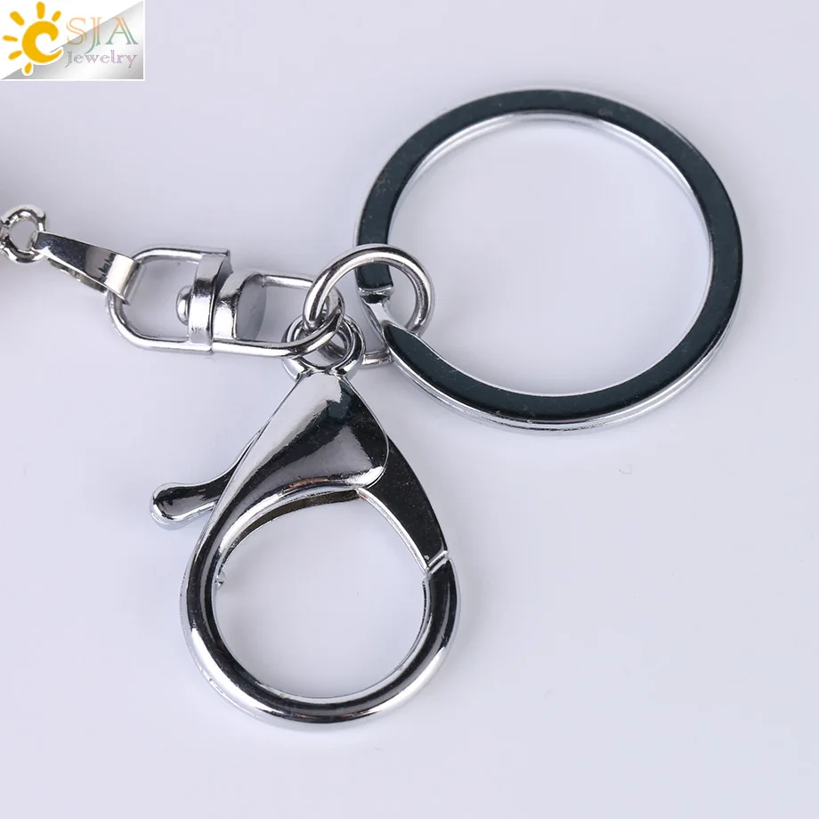 CSJA Fashion Water Drop Keychains Key Ring Key Holder Reiki Natural Gem Stone Tree of Life Pendant for Car Motorcycle Bag F400