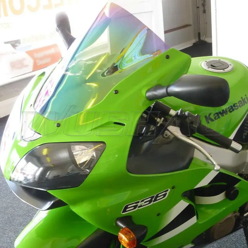 Motorcycle Double Bubble Windshield WindScreen Screen For 2000 2001 2002 Kawasaki Ninja 636 ZX6R ZX-6R ZX 6R Black Iridium