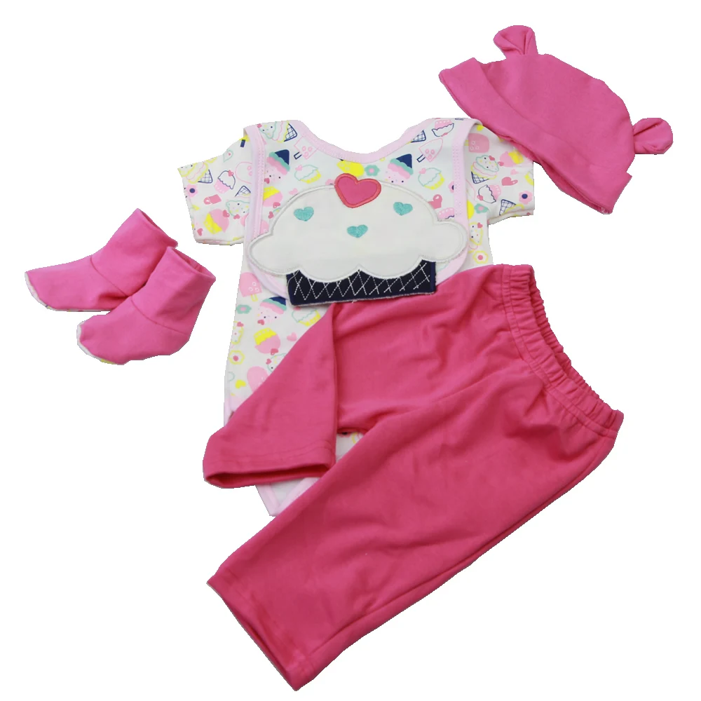 

Fashion 22-23 inch Baby Clothes Sets Bib Shirt Pants For Reborn Dolls Colorful 55-57 cm Doll Accessories Baby Girl Clothes