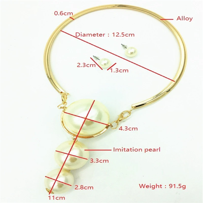 Dubai Gold Pearl Wedding Jewelry Sets African Bridal Necklace Earrings Exaggerated Style Women Fashion Accessories