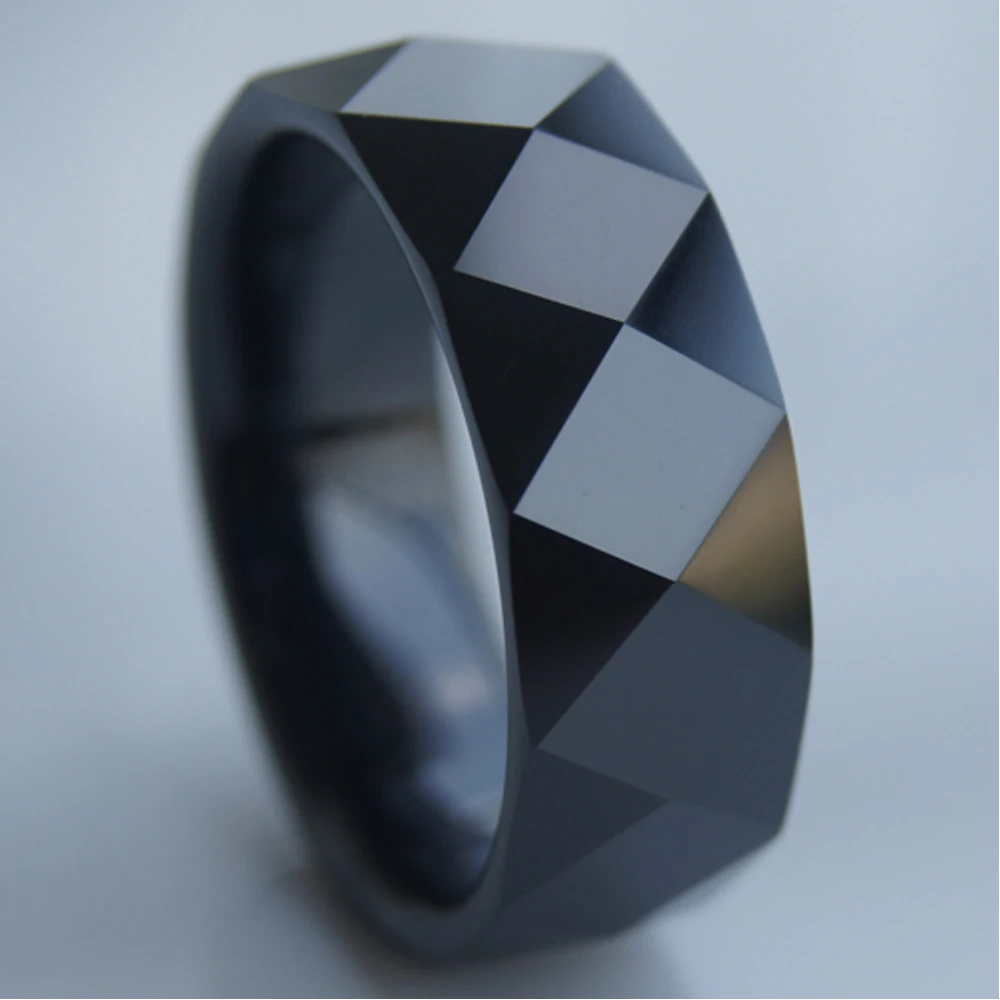 cool facet  black 8mm  hi-tech scratch proof ceramic ring