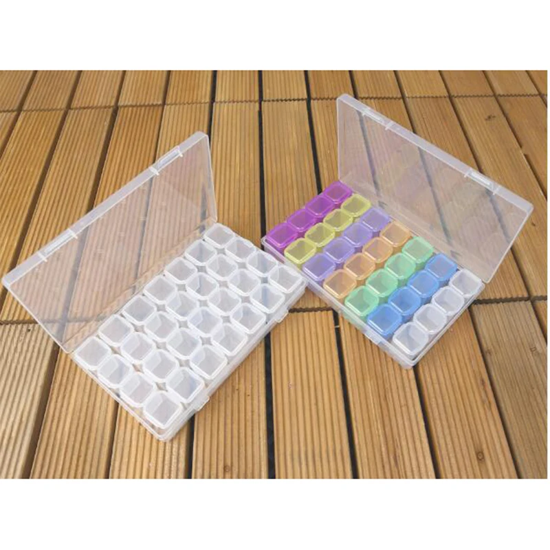 2pcs/set 28 Slots diamond painting Box Accessories Clear plastic Beads Display Storage Boxes diamond Embroidery tools Accessory