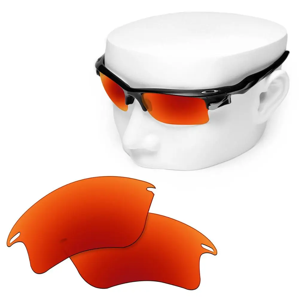 

OOWLIT Polarized Replacement Lenses of Fire Red Mirror for-Oakley Fast Jacket XL OO9156 Sunglasses