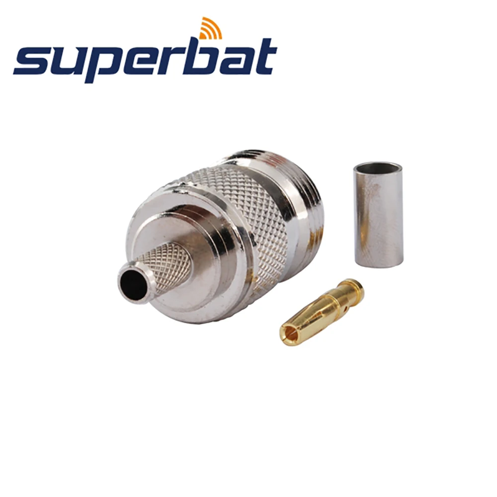 Conector Coaxial Superbat 10 piezas N, engarce hembra RF para Cable RG58, RG142, RG400, LMR195