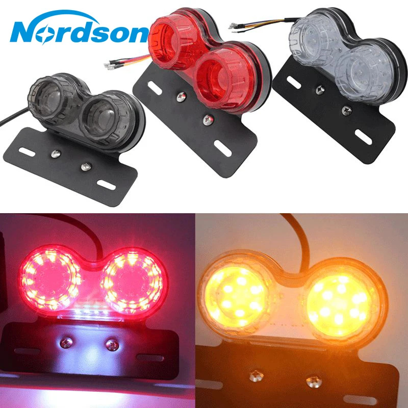 

Nordson Universal Motorcycle LED Tail Light License Plate Light Turn Signal Brake Light Motocross Dirt Bike Turn Signal light