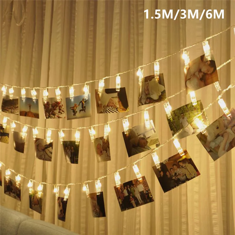 

20LED Photo Clip LED String Lights Garlands Battery Fairy Holiday Lights Decoration DIY Personalized for Wedding Party Home