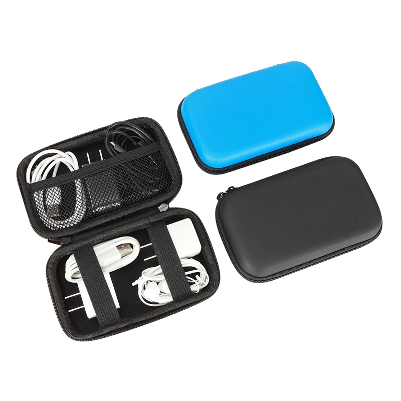 

100 pcs/Lot Portable Travel Storage Box Earphone Packing USB Data Cable Zipper Box Charger Bag PU EVA Bag