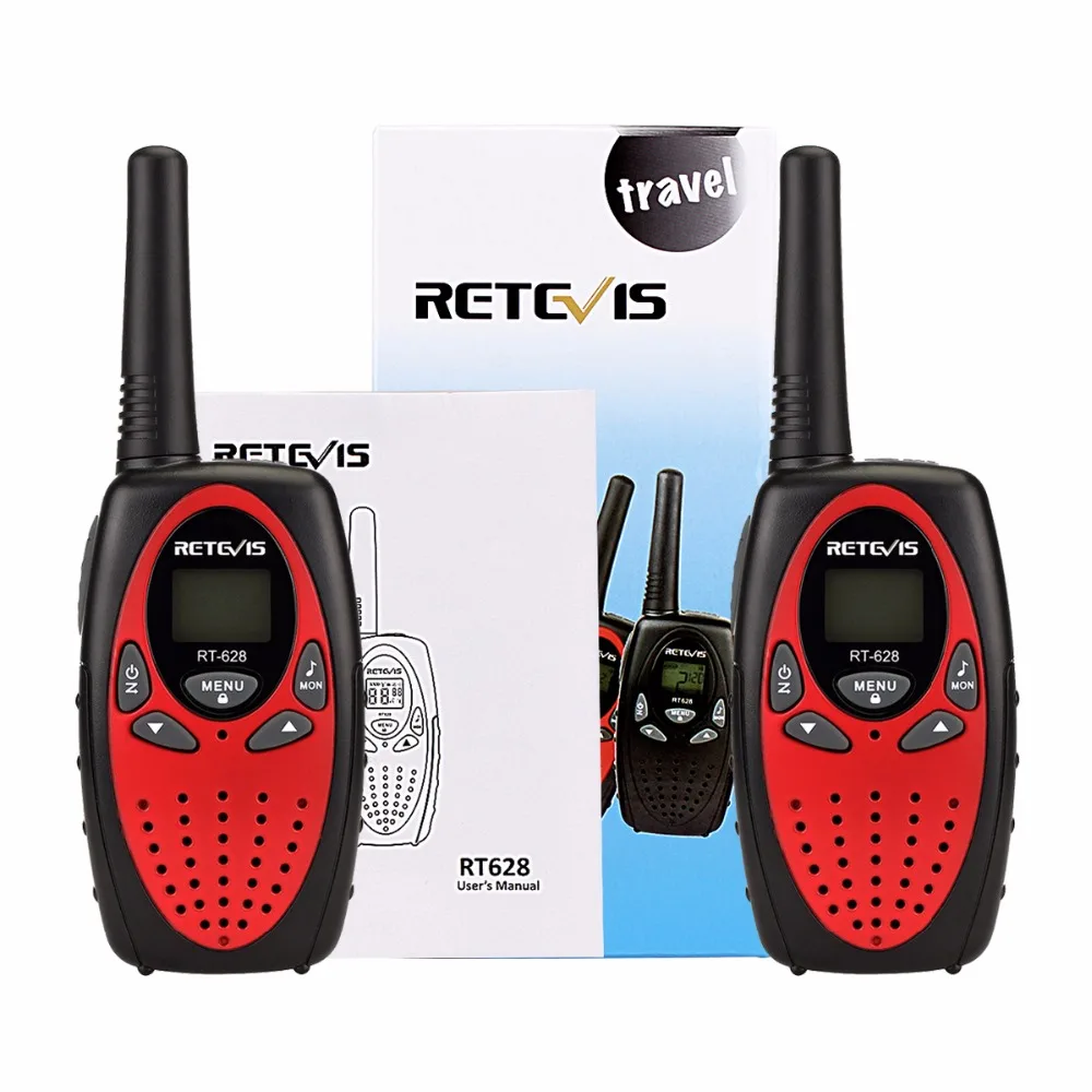 4 Colors Retevis RT628 Mini Walkie-Talkie 2pcs For Kids+2pcs 1Pin Headset 0.5W PMR  Children\'s Two Way Radio Christmas Gif Set