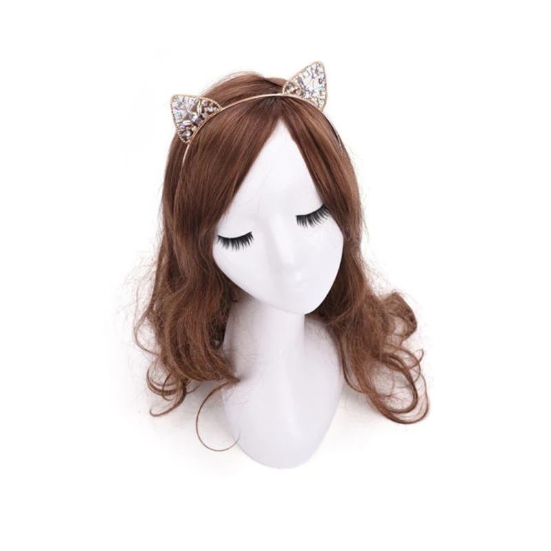 

Novelty Kids Cat Ears Hairband Crown Rhinestone Tiara Headbands Hair Hoops Bezel Ear Crystal Sexy Festival Girls Headdress