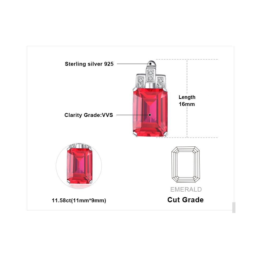 JewelryPalace Luxury 11.5ct Created Red Ruby 925 Sterling Silver Hoop Earrings dla kobiety Zaręczynowy Biżuteria Moda Prezent — zdjęcie 6