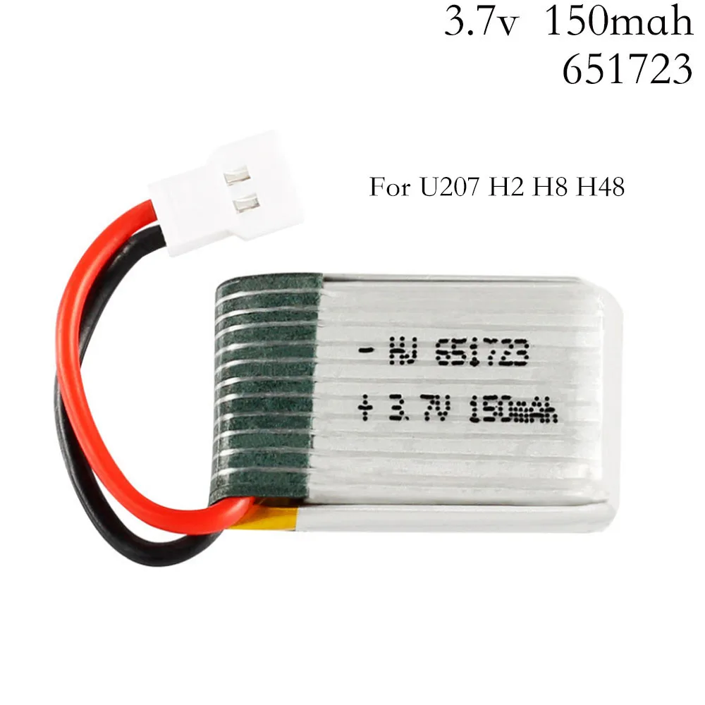 

3.7v 150mah 30C For H2 H8 H48 U207 Battery RC Quadcopter Spare parts 3.7v LIPO Battery for H8 Battery for toy Helicopter 651723