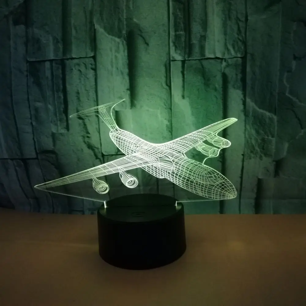 

Aircraft 3d Nightlight Colorful Touch Remote Led Visual Creative Gift Led Night Light Kids Room Led Novelty 3d Light Fixtures