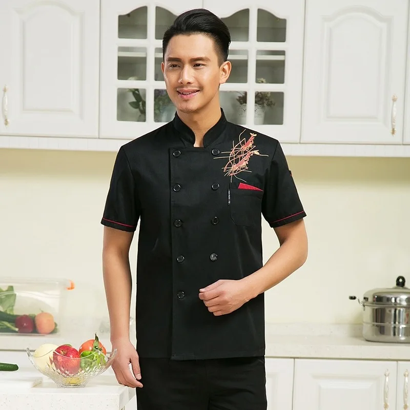 New Arrival Hotel Chef Wear Female Short Sleeved Jacket Lady Restaurant Work Wear Male Chef Uniform Work Clothes B-6005