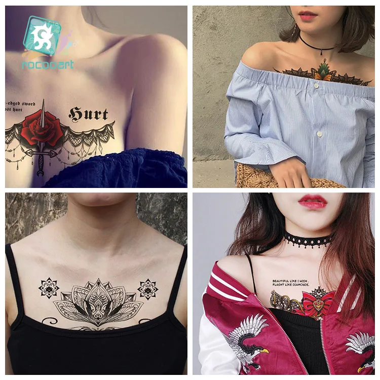 Rocooart Waist Jewel Tattoo Wreath Flowers Fake Tattoo Chest Taty Diamond Waterproof Temporary Tattoo Sticker For Women Back Arm