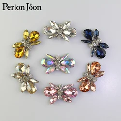 1pcs DIY color iron on crystal bow-knot rhinestone patch glass hot fix applique decoration shoes bag wedding dress accessories