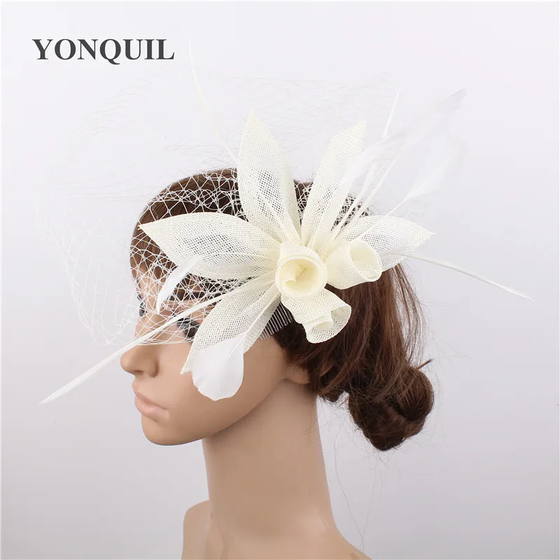 Đám Cưới Giả Sinamay Nữ Nón Tóc Fascinator Mũ Cocktail Cho Phụ Nữ Hấp Dẫn Veiling Phụ Kiện Tóc Nữ Đảng