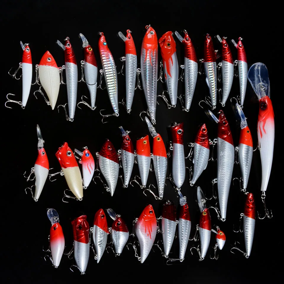 New Set Mixed 34pcs/Lot Fishing Lures High Quanlity Crankbaits Fishing Bait Mix 34 Model Minnow/VIB/Pencil/Crank/Popper Lure