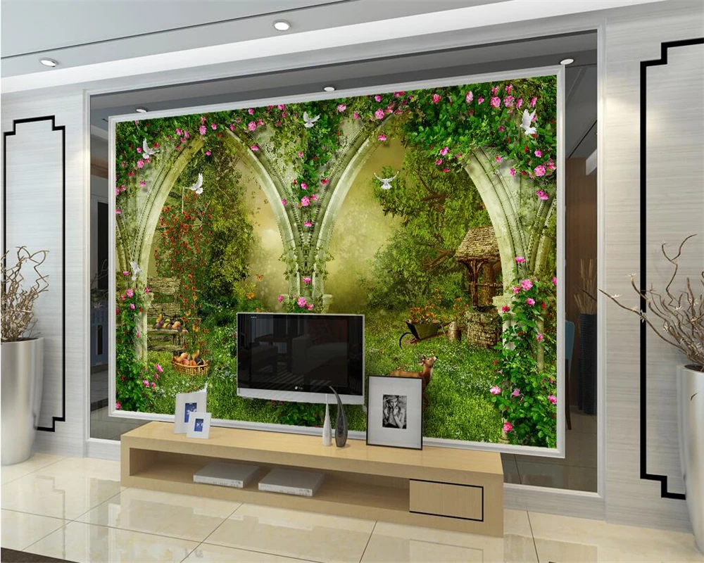 Custom wallpaper home decoration mural fantasy rural arch country road 3D TV sofa background wall murals 3d wallpaper