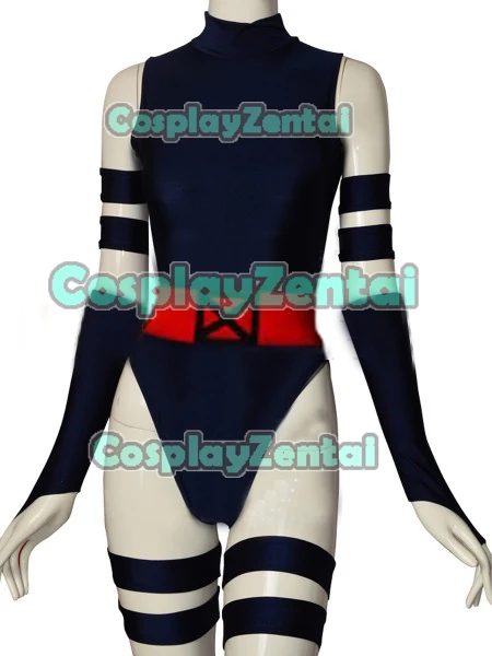 X men Psylocke Cosplay Costume Navy Blue Superhero Costume Spandex Girl Catsuit Halloween Costumes for woman Custom Made