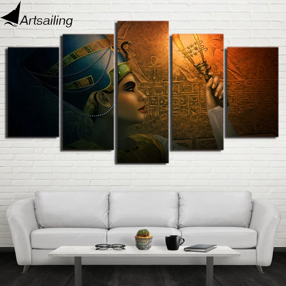 HD 5 piece canvas art Printed Queens of Egypt Painting Canvas Print room decor print poster picture canvas Free shipping/ny-4391