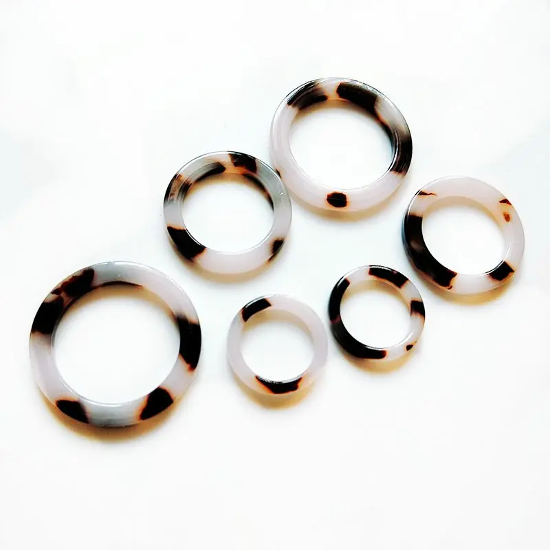 PURPLEGRAPE Minimalist Japanese and Korean fashion marble shell acrylic ring DIY handmade earrings accessories pendant 8 pack