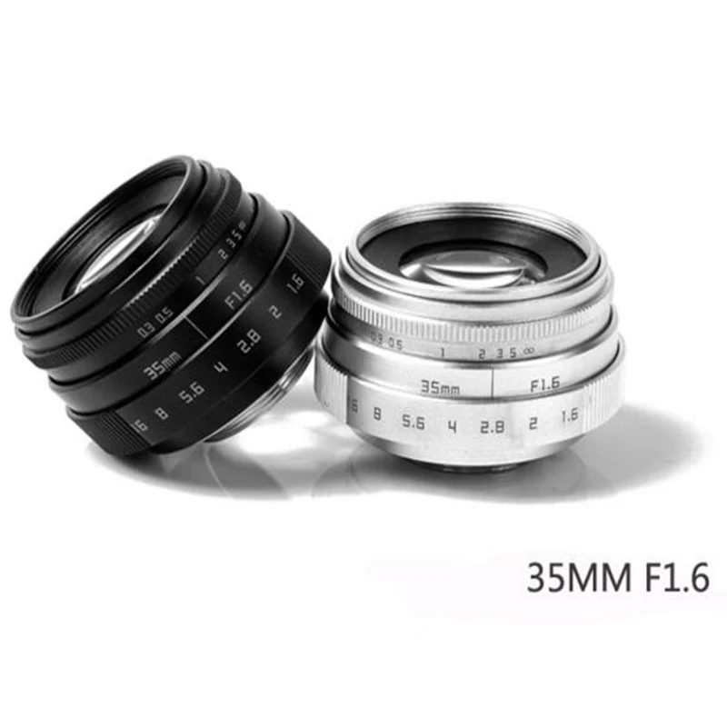 Foleto Fujian 35mm F1.6 CCTV Lens Television TV + Lens Adapter Ring C Mount for canon EOS M nikon j1 sony nex Micro m43 fx A7 A5