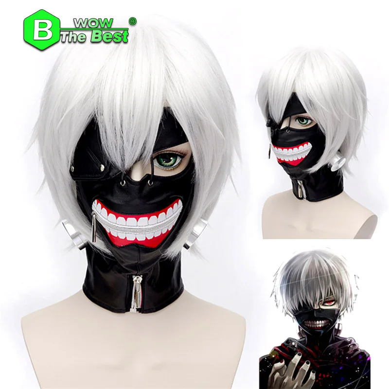 Tokyo Ghoul  Mask  Blinder Anime Cosplay Kaneki Ken Mask with Wig Hair Halloween Party