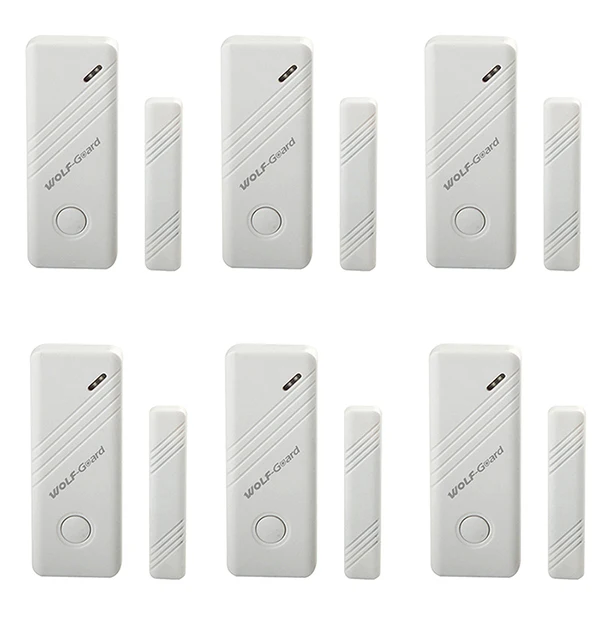 6 x Wolf-Guard capteur magnétique de porte/fenêtre de Contact sans fil détecteur ouvert/fermé access