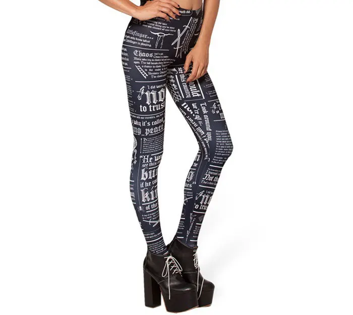 Zwart Papier Woord Vrouwen Legging Womens Leggings Jeggings Legings Sexy Legging Broek Legins Sexy Gedrukt Leggings DDK030214