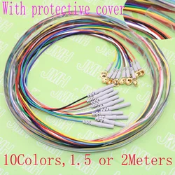 1.5 or 2meters 10pcs 10color eeg line,Copper plated Gold Din 1.5 plug and electrode cap sleep brain EEG cable