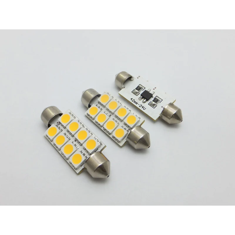 AMYWNTER C5w 24v Navigation Lights Dimmable Dome Interior Festoon Smd 8leds Bulbs 42mm Car-styling