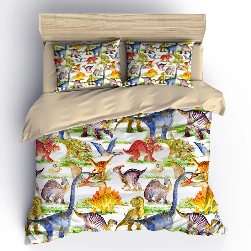 

AHSNME 3D Effect Dinosaur Cover Set Summer Bedding Set Cartoon Dinosaur Customized King Queen Bed Set