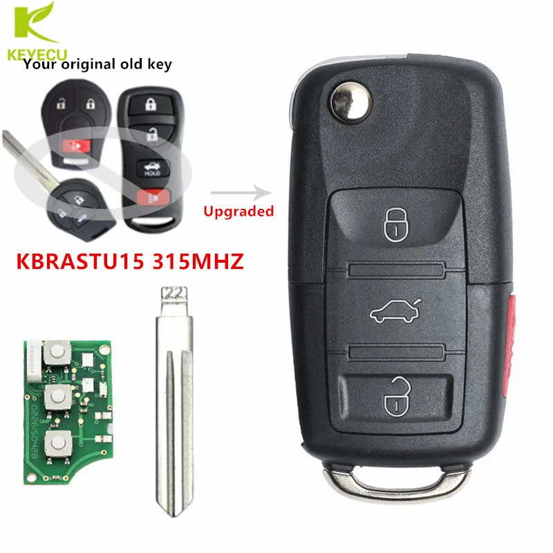 

KEYECU Upgraded Flip Remote Key fob 4 Button 315MHZ for Nissan 350Z Altima Maxima for Infiniti FX35 G35 QX56 KBRASTU15