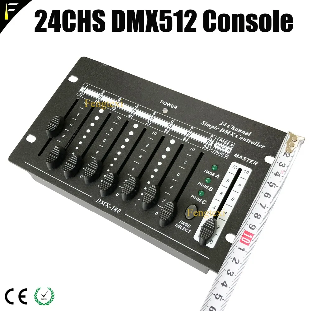 Mini 24 Channels Simple DMX Controller 24CHS Stage Dj Disco Light Fader Console with Chargeable Lithium Battery