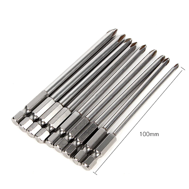 9pcs 100mm Magnetic Drill Screwdriver Set Bits S2 Steel Cross Head Group Screw Driver Screwdrivers Kit Hand Tools