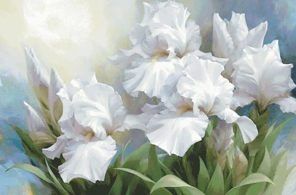 Iris flowers cross stitch kits big bloom package 18ct 14ct 11ct cloth silk cotton thread embroidery DIY handmade needlework