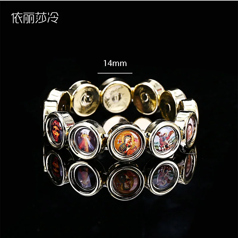 

Catholic round bracelet Jesus mixed icon Virgin Mary Holy bracelet INRI Jesus cross bracelet style.