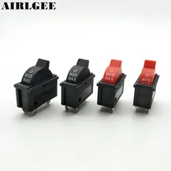 2PCS 10A 250V Black Red Wind Speed Control Button Rocker Switch 3 Positions 3Pin SPDT Switch For Hair dryer