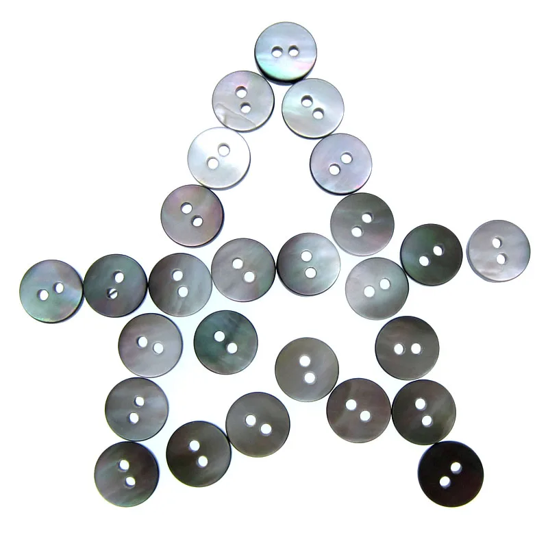 50Pcs Black mother of pearl shirt buttons natural shell buttons black iridescent 2 holes Buttons 10mm