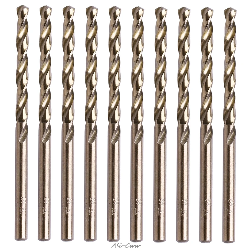 10Pcs 1-5mm M35 Round Shank HSS-Co Cobalt Twist Drill Spiral Drill Bit