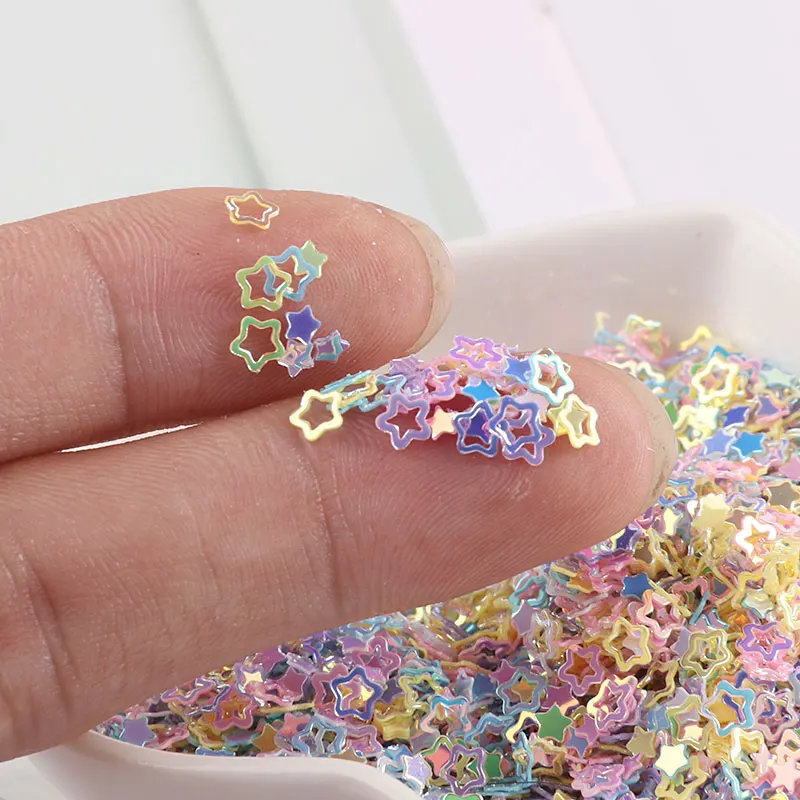 10g/bag 4mm Hollow Plum Shape Sequins Mix Macaroon Hollow Heart Star Nails Sequin Glitters Craft Wedding Decor Confetti