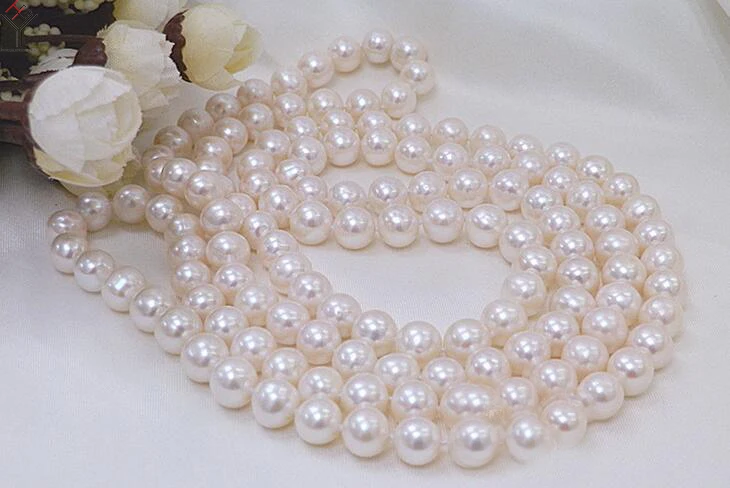 

50inch 120cm Long Necklace 10mm white Natural Freshwater Pearl Jewelry