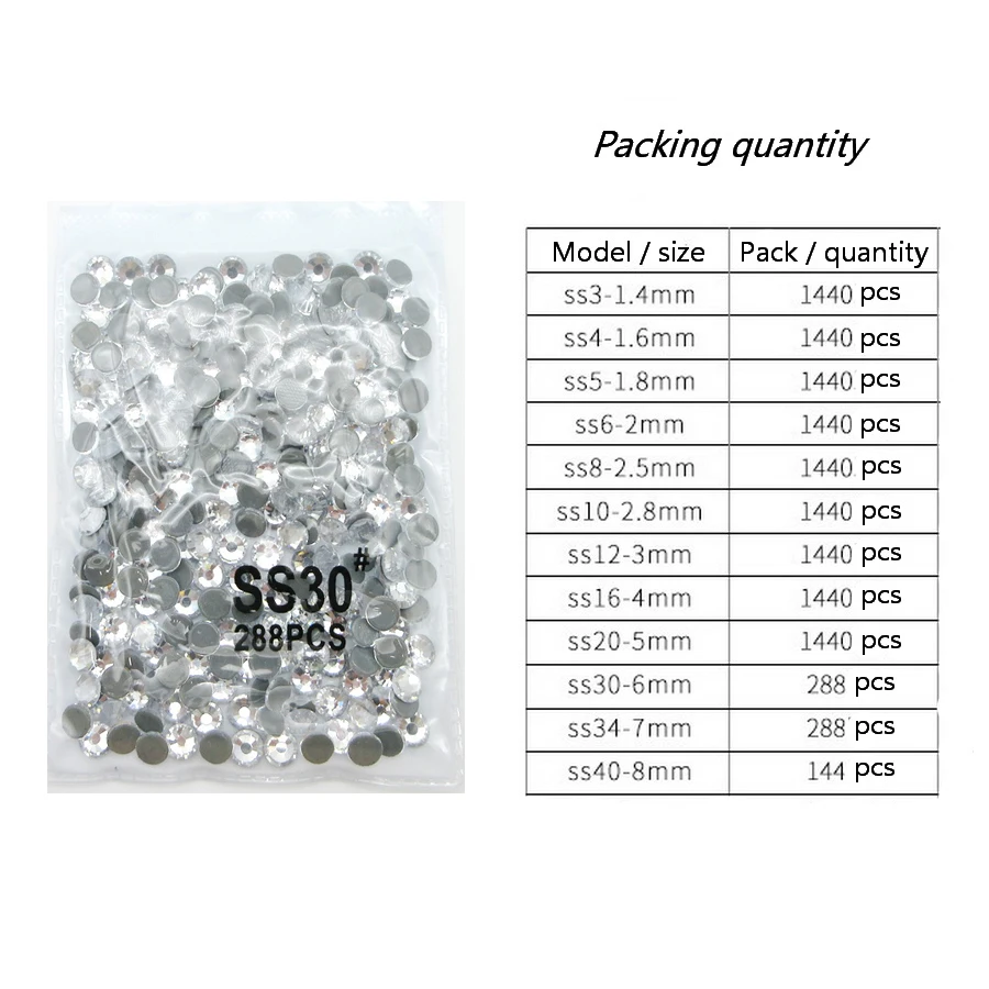 AAAAA Top Quality SS3-SS40 Hot fix DMC Crystal clear flatback glass Strass rhinestone hotfix iron on garment diy decoration