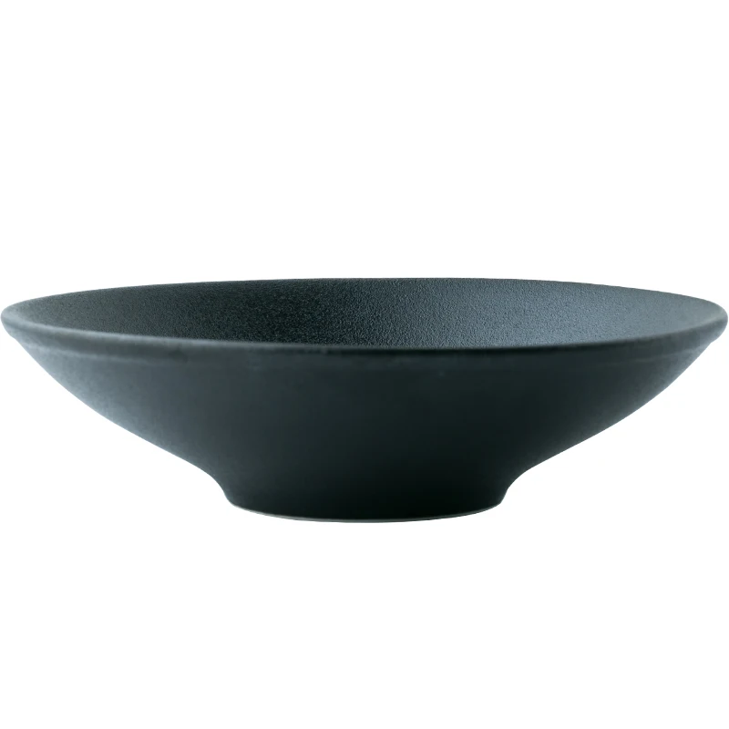 KINGLANG European Style Ceramic Bowl Grind Noodle Bowls Dark Colored Tableware Deep Plate Matte Black Ramen Bowl