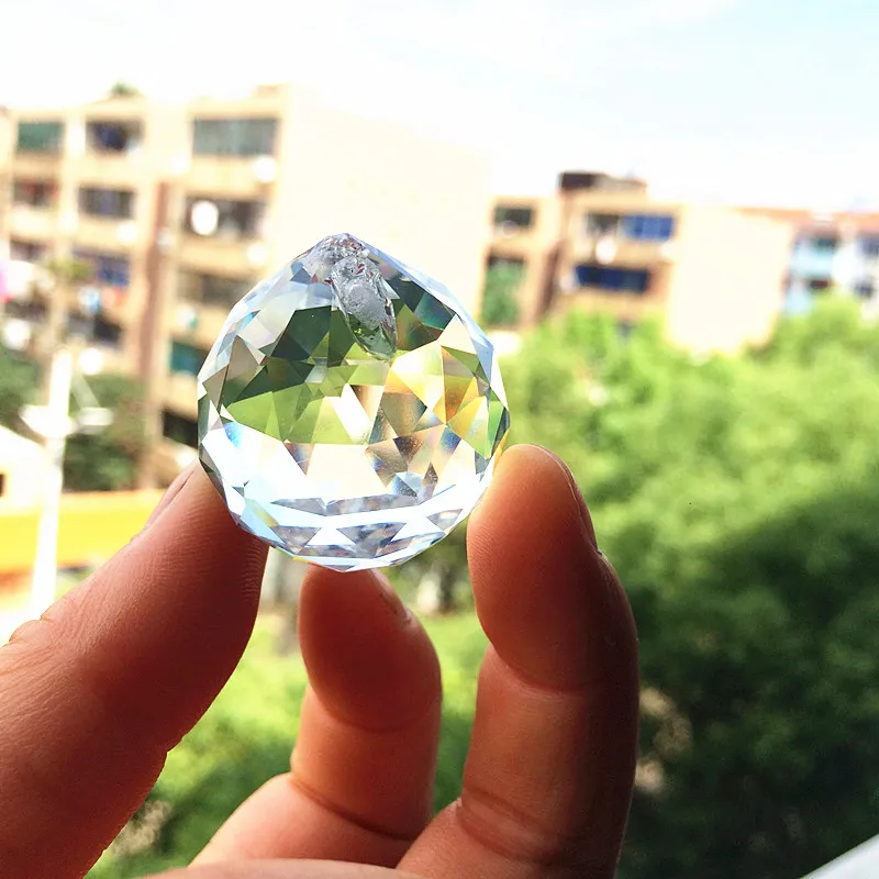 8pcs/lot (Free Rings) Multi-Faceted 30mm Sphere Transparent Crystal Glass Ball Suncatcher For Out Door Christmas Tree Decoration