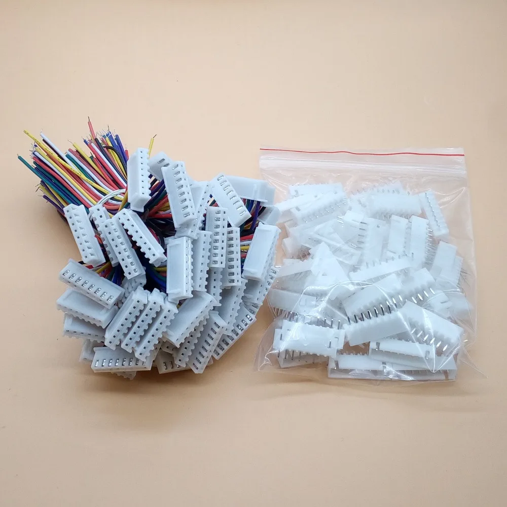 100Sets XH Pitch 2.54mm 2Pin 3Pin 4Pin 5/6/7/8/9/10 Pin Single-Head Wire To Board Connector 10cm 26AWG With Socket